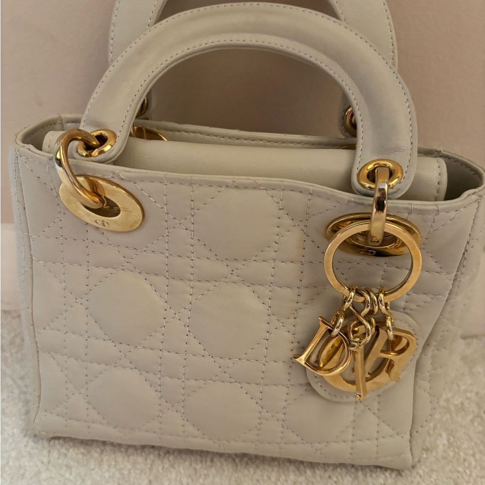Dior White Mini Bag with Gold Hardware